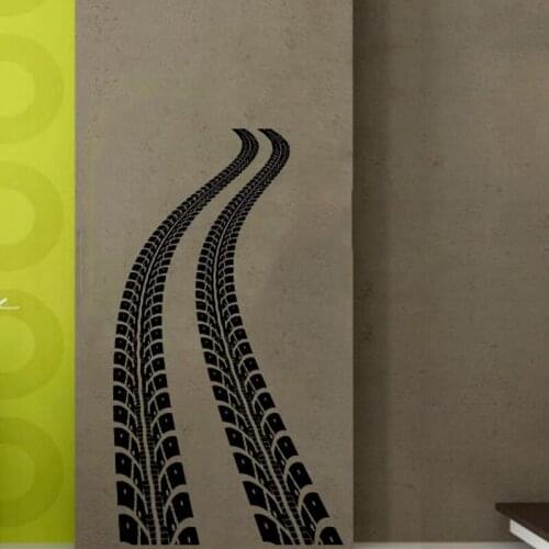Car Road Trace Wall Decal Automotive Garage Sticker Bedroom Headboard Decor Boys' Room Tire Tracks Print Bedhead Poster A752