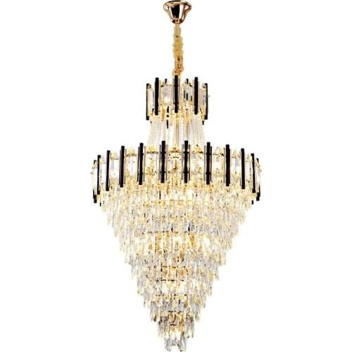 New Design Large Decorative High Ceiling Hotel Living Room Chandelier Spiral Staircase E14 Modern Luxury Crystal Chandelier