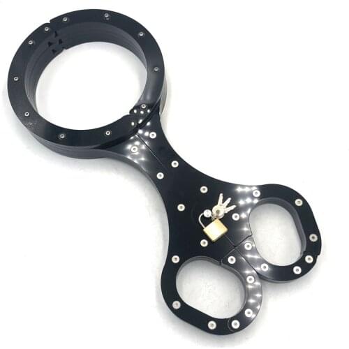 Black Crystal Cangue Pillory Neck Ring Oval Handcuffs Wrist Restraint Lock Adult BDSM Bondage Yoke Sex Toy For Male Female 520