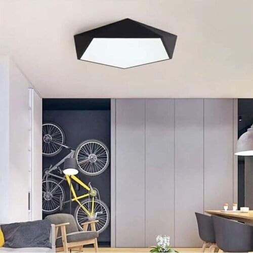 Macaron color Nordic geometric polygon wrought iron led ceiling lamp personality creative living room bedroom dining room lamp