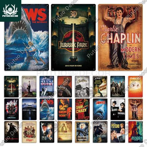 Putuo Decor Classic Retro Movie Metal Signs Vintage Tin Signs Plaque Iron Movie Poster for Bar Pub Club Man Cave Wall Decoration