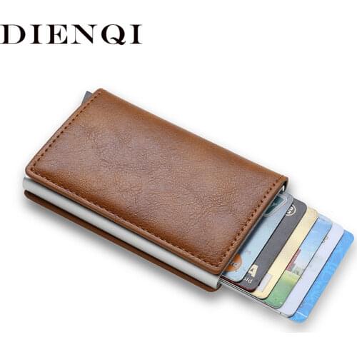 DIENQI Rfid Wallet Card Holder Coin Purse Mens Wallet Slim Small Male Leather Wallet Mini Pocket Money Bag Women Walet Valet