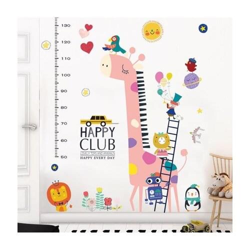 DIY Cartoon Giraffe Height Chart Rule Vinyl Wall Stickers Cute Animal Kids Baby Rooms Bedroom Nursery Home Decor Poster