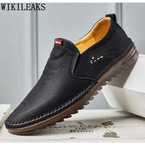 Designer Black Leather Casual Shoes Man Slip on Shoes Men Brown Mens Loafers Shoes Luxury Zapatillas De Hombre Chaussure Homme
