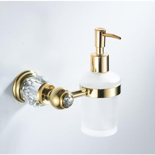 Gold crystal Liquid Soap Dispenser Hand Sanatizer Dispenser Glass Bottle +brass Head Hand Dispenser Pump 150ml Soap Dispenser