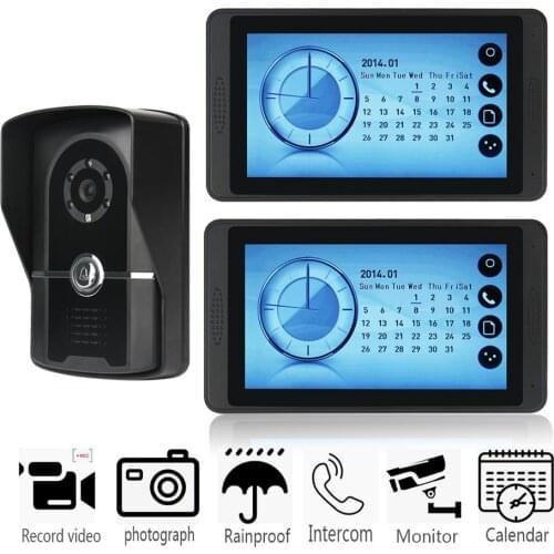 Doorbell 7 Inch Wire Video Intercom Indoor Monitor with Record Snapshot IR Camera Home Security System