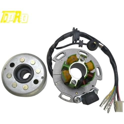 TDPRO 8 Magneto Stator Coil Plate + Flywheel Roller Fits Lifan 125cc 140cc 150cc 160cc For Motorcycle Racing Dirt Bike Pitbike