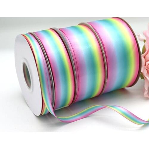 Double Face Sublimation Printed Rainbow Satin Ribbon For Decoration