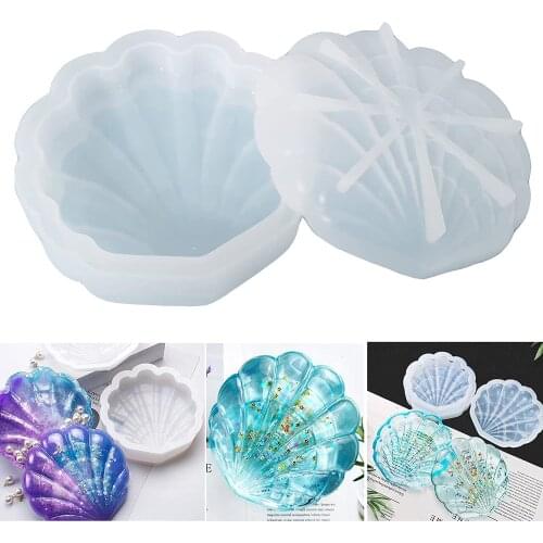 Seashell Epoxy Molds for Resin Earrings Rings Charms Jewelry Storage Box Casting Mould Trinket Container Molds DIY Crafts Tools