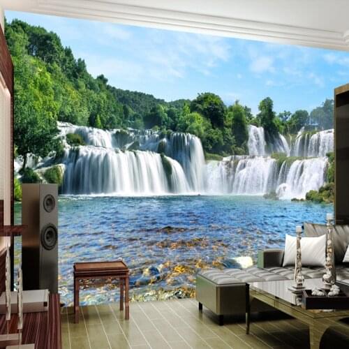 Beibehang Custom Photo WallPaper 3D Modern Living Room Sofa Background Wall Waterfall Running Water Landscape Mural 3d wallpaper