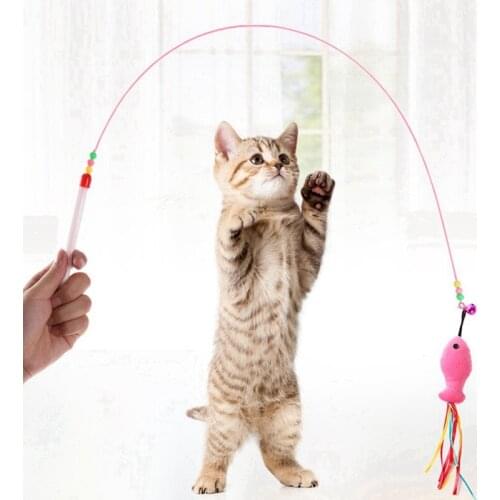 Interactive Pet Cat Feather Toys Teasing Cat Wand Toy Indoor Cat Kitten Play Chase Exercise Training Toy Funny Cat Accessories