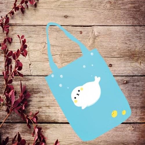 IVYYE Cartoon Whale Fashion Anime Foldable Handbag Canvas Shopping Bag Casual Shoulder Bags Customized Tote Lady Girls New