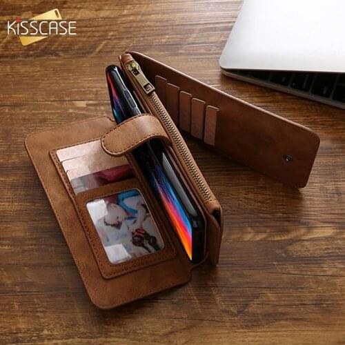 KISSCASE Retro Leather Flip Case For iPhone 8 Plus 7 Plus Luxury Wallet Fitted Cover For iPhone X 6 6s 5 5s SE Cases Coque capa