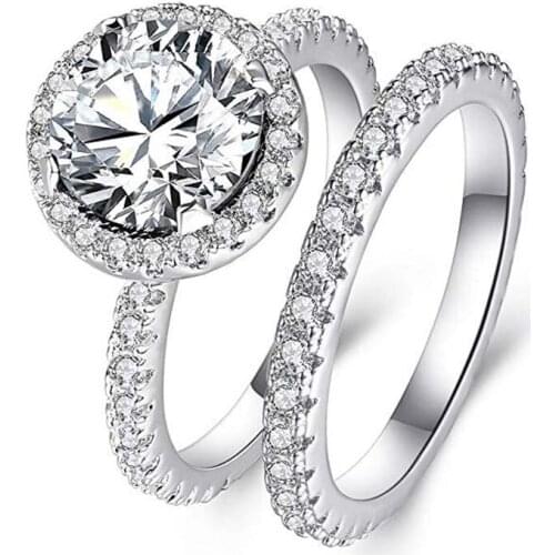 Rose Gold Bridal Set Wedding Engagement Couple Stacking Ring Set Women Jewelry