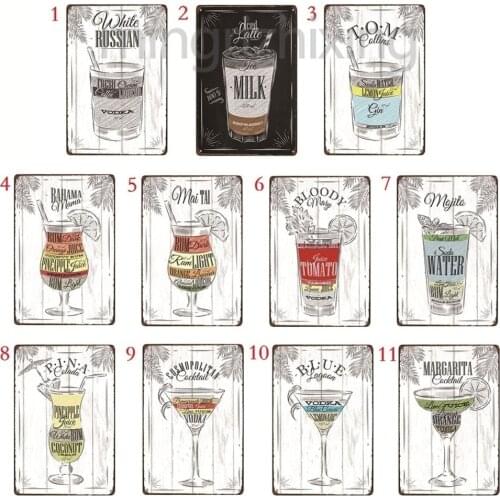Summer Drinks Vodka Vintage Metal Signs Wine Pub Bar Club Home Wall Art Metal Plaque Cocktail Art Poster Metal Painting Wall