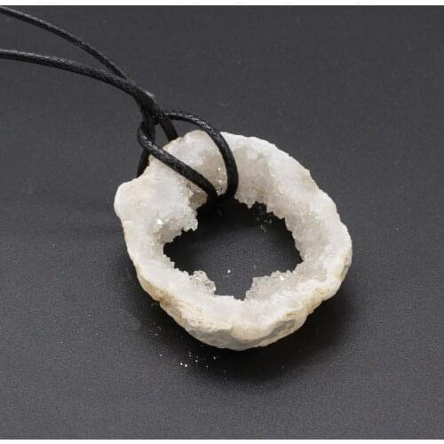 Hot Sale Natural Agates Druzy Crystal Stone Wax Line Pendants Charms for Necklace Jewelry Making DIY Accessories Size 30x40mm