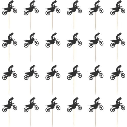 36Pcs Birthday Party Cake Toppers Dessert Picks Cake Decors Sports Birthday Party Cross Motorcycle Baked Desserts Decoration