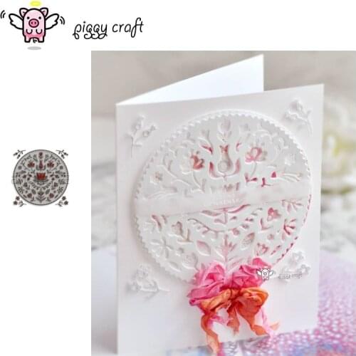 Piggy Craft metal cutting dies cut die mold Flowers leaves circle frame Scrapbook paper craft knife mould blade punch stencils