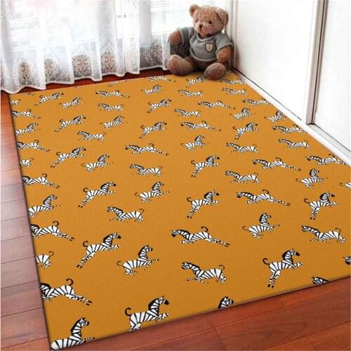 Cartoon Orange Carpet With Black White Strip Zebra Boys Carpet Cute Children Carpet Rugs Bedroom Beside Rug Animal Print