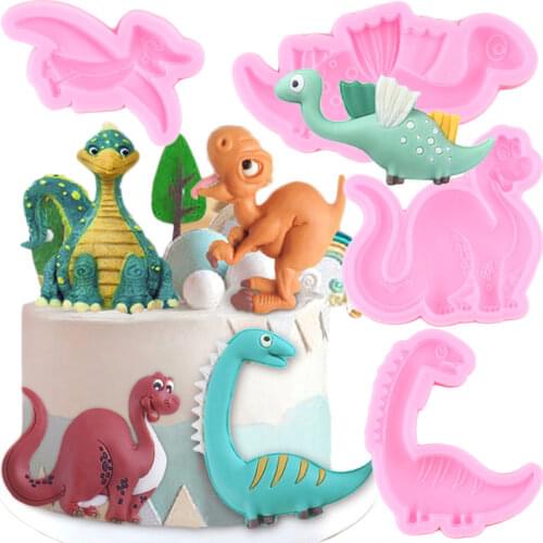 Cartoon Giraffe Dinosaur Silicone Mold Candy Chocolate Fondant Molds Baby Birthday Cake Decorating Tools DIY Cookie Baking Mould