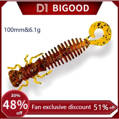 D1 fishing soft lure Larva worm 100mm/6.1g DT2001 Silicone Artificial bait Swimbait Plastic for bass pike