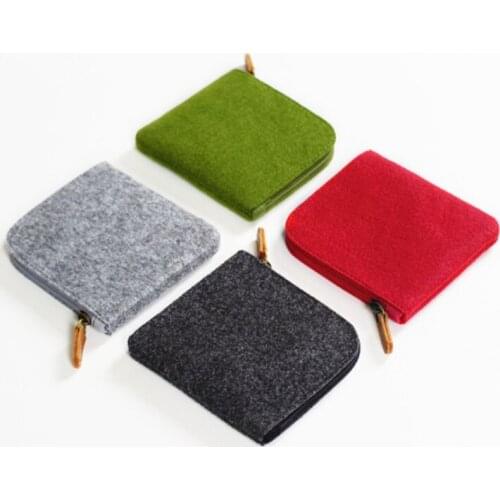 2021 New Women Girls Cute Felt Fashion Simple Coin Purse Short Wallet Small Bag Change Pouch Key Card Holder Solid Color Girls