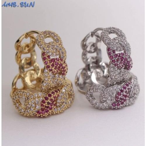 MHS.SUN 2020 New arrival women cubic zircon jewelry luxury gold/silver color hoop earrings for female party earrings gift 1pair