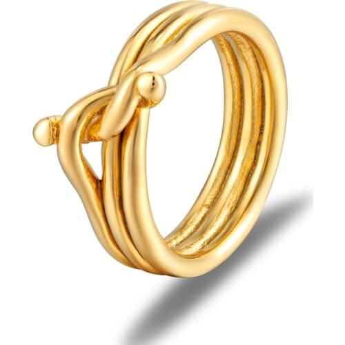 New High Quality Three Circles Knot Shape Rings For Women Stainless steel Gold Color Ring Fashion Jewelry wholesale Friend Gifts