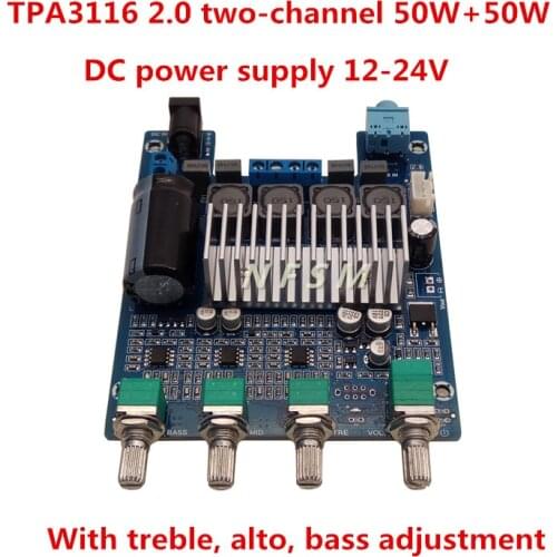 New DC12-24V 50W + 50W TPA3116 2.0 Channel Stereo HIFI Digital Power Amplifier Board