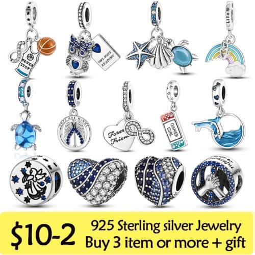 2021 New Dropship 925 Sterling Silver Summer Ocean Series Beads Dangle Charm Fit Original Pandora Charm Bracelet Jewelry Gift