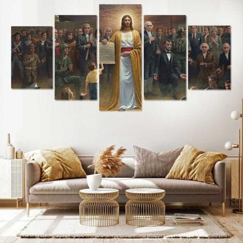 High Definition Printed 5 Pieces Jesus Sent Blessings To The Former Soviet People Poster Canvas Art Draw Hall Bedroom Decoratio