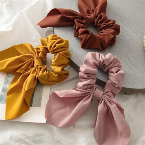 New Summer Colorful Chiffon Knot Bow Elastic Hair Bands Ponytail Holder Scrunchie Rubber Bands Fashion Hair Accessories