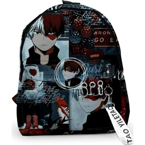 My Hero Academia Todoroki Shoto Oxford Fabric One Shoulder Keychain Backpack Printed Casual Student School Bag