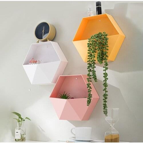 Hexagon Wall Shelves Storage Box Honeycomb Geometric Holders Living Room Bedroom Bathroom Dormitories Decorations Simplicity