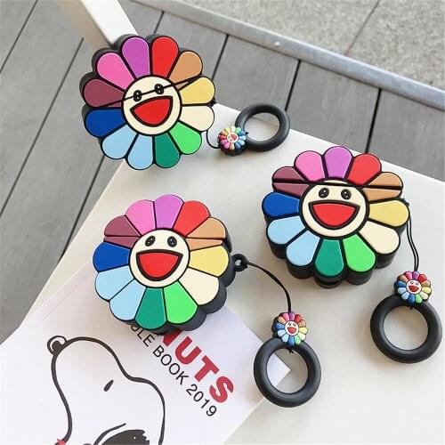 Silicone Case for Airpods 1/2/3 Soft Protective Cover for Bluetooth Earphone Cute Cases for Apple Airpods Pro AirPod Sun Flower