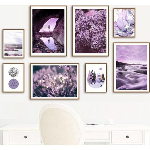 Lilac Lavender Purple Abstract Landscape Wall Art Canvas Painting Nordic Posters And Prints Wall Pictures For Living Room Decor