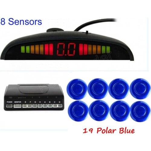 A set Car Parking Sensor 8 Sensors Reverse Backup Radar Parking Assist System LED Display monitor Distance 44 colors available