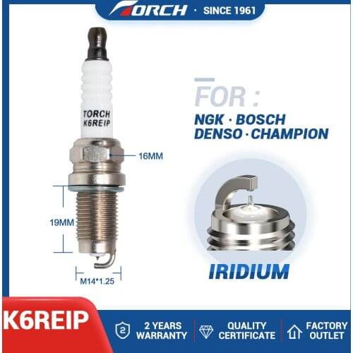Ignition System Candles TORCH K6REIP Iridium Platinum Spark Plug Compatible with NGK PZFR6R