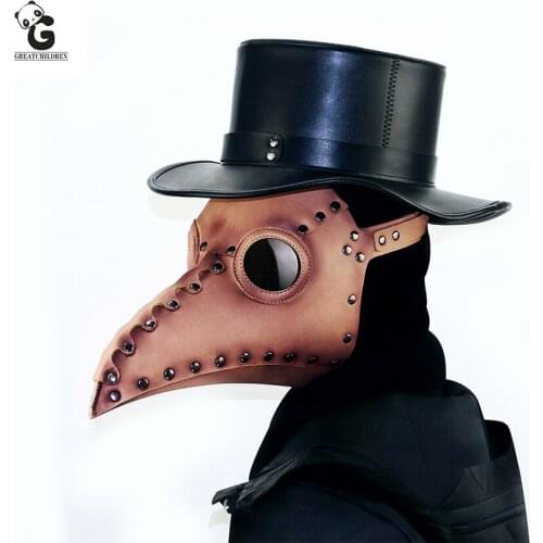 Medieval Plague Doctor Masks Adult Steam Punks Horror PU Bird Doctor Schnabel Mask Halloween Cosplay Beak Mask Prop Carnival
