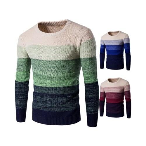 2018 Autumn Winter Sweater Men Casual O Neck Knitted Mens Sweater Slim Outerwear Long Sleeve Pullover Men Pull Homme
