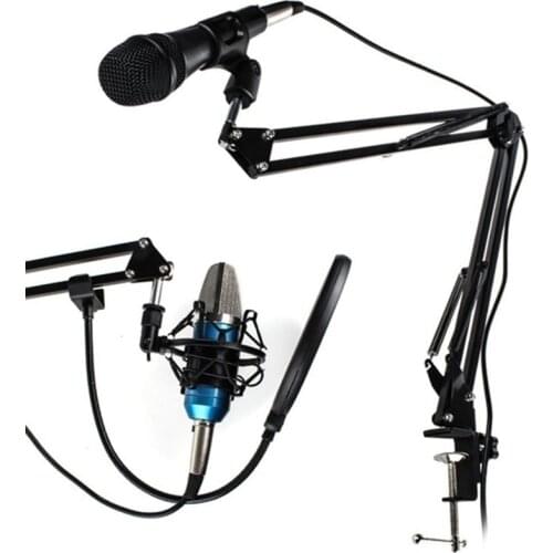 Extendable Microphone Scissor Suspension Arm Stand NB-35 Mic Holder Tripod Windscreen Shield wth Mic Clip Table Mounting Clamp