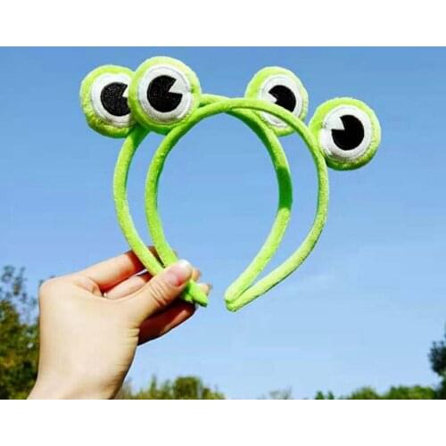 Women Fashion Cute Frog Headband For Children Green Wash Elastic Hair Band Tide Baby Child Headwear