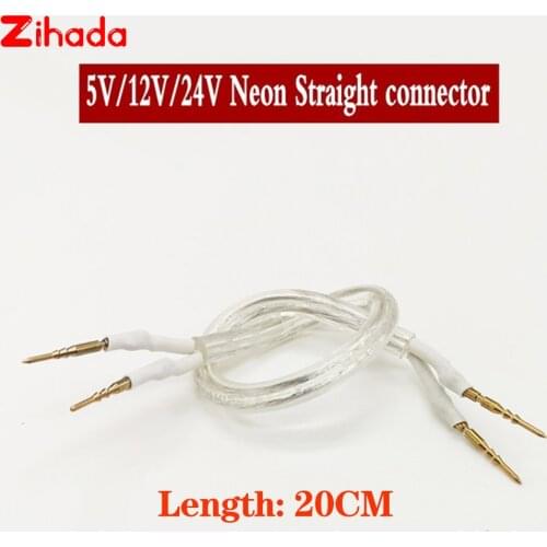 1-500pcs 20CM Neon Connector 2PIN With Cable for DC12V DC24V DC5V AC220V AC110V Single Color Led Neon Strip Middle Connection
