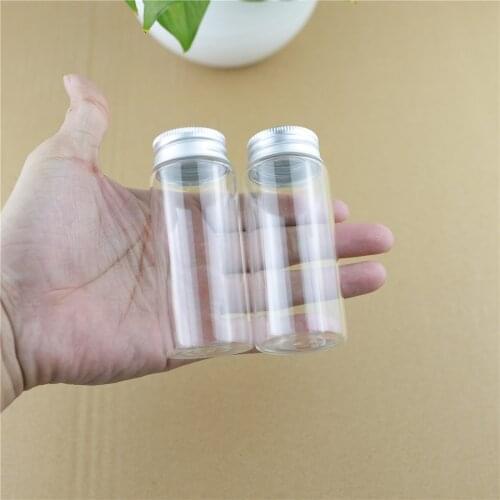 24 Pieces 37*90mm 70ml Glass Bottle Silver Screw Cap Empty Glass Jar Container Mini Diy Test Tube Spice Storage Jars Containers