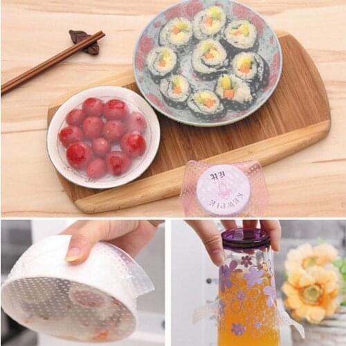 3pcs Fresh Food Grade Plastic Wrap Reusable Food Wrap Seal Cover strech Silicone