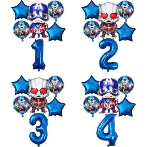 6pcs Hero Foil Helium Balloons 32inch Number Party Inflatable Ball Baby Shower Birthday Party Decoration Kids Toys Globos