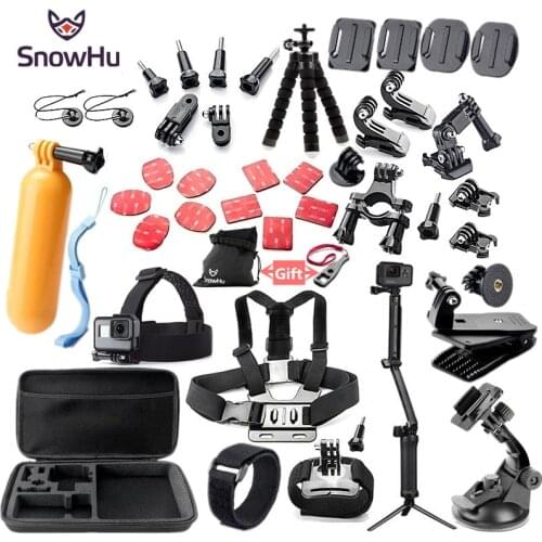SnowHu For Gopro accessories set mount for go pro hero 9 8 7 6 5 4 3 black for yi 4K action camera accessories case GS52