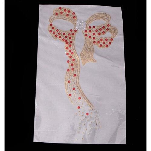 Bowknot Horse Head Rhinestone Motif Neckline T Shirt Transfer Iron On Hotfix Gem