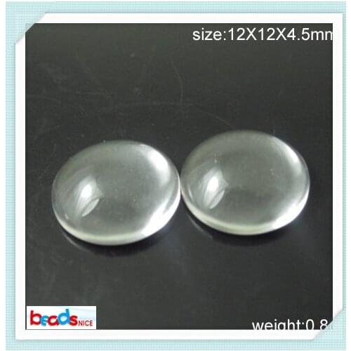 Beadsnice ID12337 Domed Clear Glass Rounds Cabochons 12x12x4mm Great for cabochon Settings