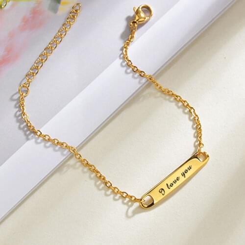 Custom Name Bracelet Stainless Steel Hip Hop Engraved Birthday Date Logo Handmade Bracelets for Women Men Trend Jewelry Gifts